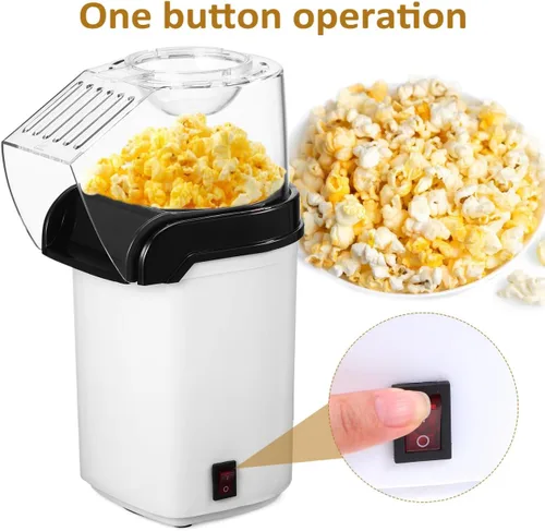 Miniatura 6 de Ciieeo Máquina eléctrica de palomitas de maíz de aire caliente, compacta para el hogar, con tapa de medición, enchufe de 110 V, fácil operación