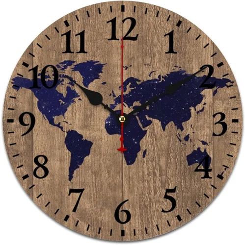 Miniatura 11 de Reloj de pared de madera con mapa del mundo antiguo, estilo nostálgico, Atlas histórico, diseño vintage, impresión de madera, reloj de pared
