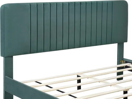 Miniatura 5 de SOFTSEA Marco de cama Queen con cabecero y patas, plataforma de terciopelo tamaño Queen, marco de cama, muebles de dormitorio