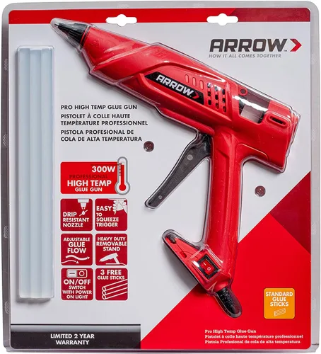 Miniatura 12 de Arrow Fastener Pistola de pegamento termofusible eléctrica profesional de 300 vatios para manualidades, construcción y madera, transparente