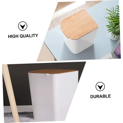 Miniatura 3 de Bote de basura de plástico moderno con tapa tipo prensa para baño y cocina, diseño compacto con capacidad