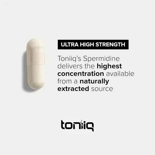 Miniatura 6 de Toniiq Suplementos de espermidina ultra concentrados de 500 mg para hombres y mujeres - espermidina no sintética estandarizada a no menos del 1% - 5