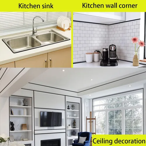 Miniatura 5 de Moldeado flexible de un cuarto redondo autoadhesivo, tira impermeable para calafatear para bordes de pared, bordes de techos, borde de gabinete