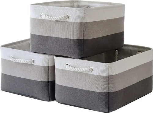 Miniatura 41 de Cesta de organización y almacenamiento para estantes - Paquete pequeño de 6 cestas de almacenamiento de tela plegables para organizar con asa