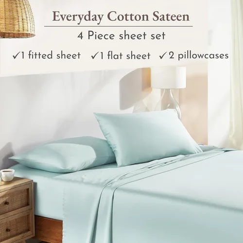 Miniatura 4 de California Design Den Sábanas de Algodón 100% Natural Tamaño Full Juego de Cama con Bolsillos Profundos - Tejido Satín Suave, Sábanas Duraderas 10