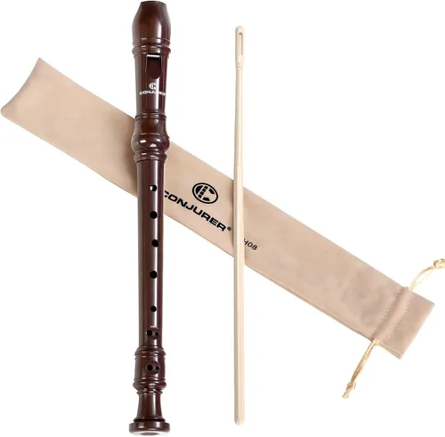 Miniatura 12 de CONJURER Grabadora soprano para niños y estudiantes, 10 unidades, flauta alemana de 8 agujeros, para principiantes, con varilla de limpieza y bolsa