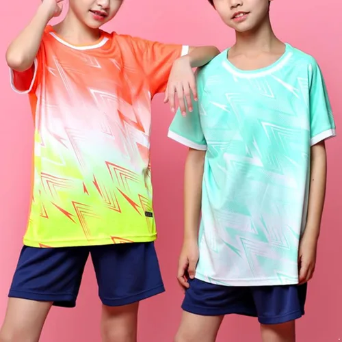 Miniatura 3 de Fldy Uniforme de entrenamiento deportivo de fútbol para niños y jóvenes, traje deportivo de 2 piezas, camiseta de manga corta con pantalones cortos