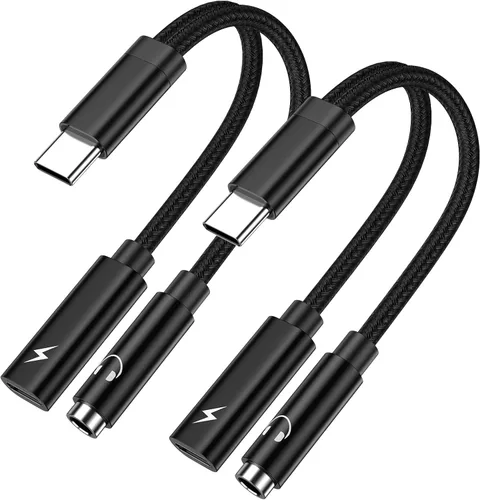 Adaptador USB C a 3.5 mm para auriculares y cargador para Samsung Galaxy A17 A56 A55 A35 S25 S24 Ultra A16 A15 iPhone 17 16e, adaptador USB tipo C a