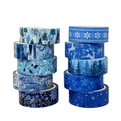 allydrew Juego de Washi de temporada de invierno para artes y manualidades, álbumes de recortes, papelería, diario, 10 unidades, color azul invierno