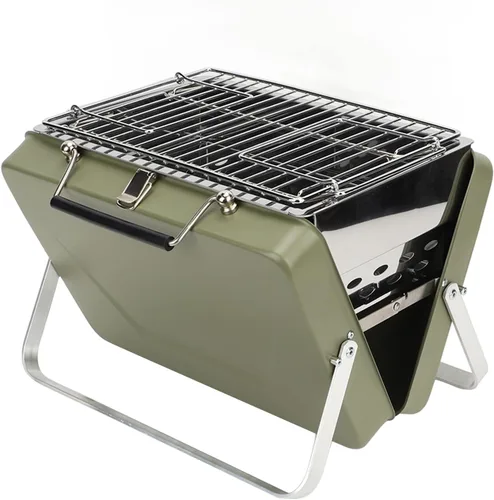 Miniatura 10 de Alomejor Parrilla portátil de carbón para barbacoa, portátil, portátil, portátil, parrilla, malla de alambre, herramientas para acampar al aire