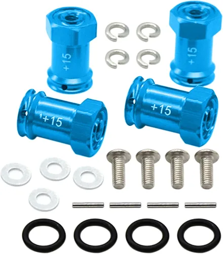 Miniatura 7 de kingsea Juego de 4 adaptadores hexagonales de aleación de aluminio de 0.472 in (+0.591 in) compatible con Traxxas 1/16 Mini E-Revo, Mini Slash, Mini