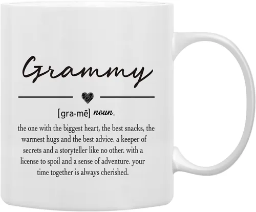Miniatura 10 de QASHWEY Gigi Definition - Taza de café con texto en inglés "Grande", regalo de cumpleaños de la abuela y la madre, para nieta, nieto, taza