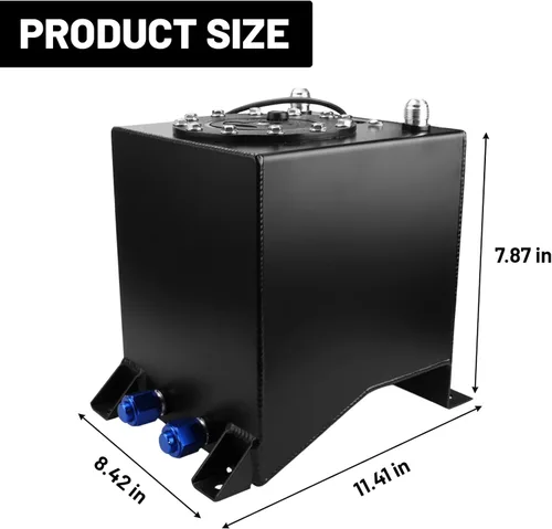 Miniatura 2 de Tanque de gas para celdas de combustible de 2.5 galones 10L universal con remitente de nivel, tanque de combustible de aluminio pulido para carreras