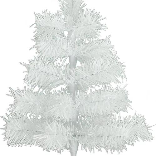 Miniatura 3 de Árbol de Navidad de mesa pequeño de 18 pulgadas, ramas de plumas de oropel artificial clásico para interiores y exteriores, soporte de base de Blanco