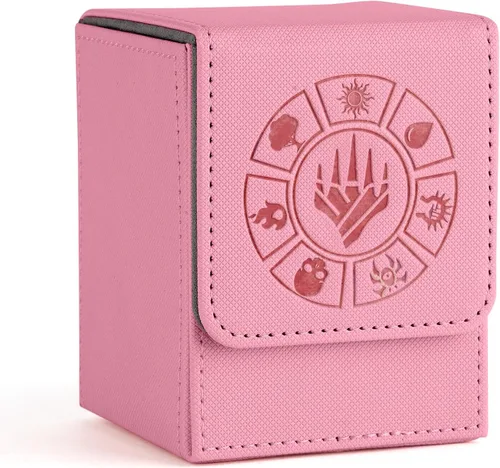 Miniatura 11 de Caja de cubierta Arkeiliy MTG con funda para 50 cartas, caja de cubierta de piel para más de 110 cartas para Magic Commander, estuches Amarillo III