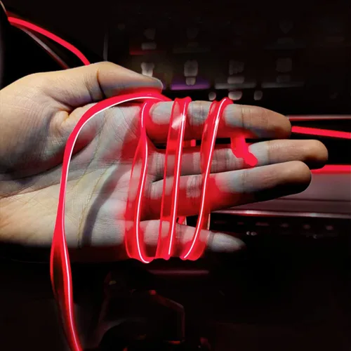 Miniatura 6 de Tira de luces LED de cable EL, tira de luz de neón automática USB de 10 pies/3M con borde de costura, kits de iluminación ambiental