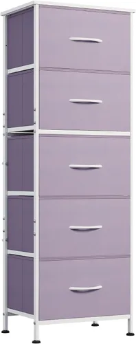 Miniatura 12 de WLIVE Cómoda de tela, cómodas altas de 5 cajones para dormitorio, organizador de cómoda de almacenamiento con cajones de tela, parte superior