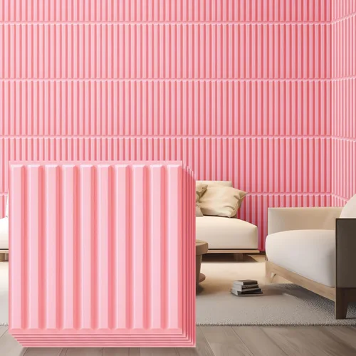 Miniatura 13 de Nuanchu 32 piezas de paneles de pared de listones 3D de 12 x 12 pulgadas de PVC con textura estriada, paneles cortables y pinttables para arte
