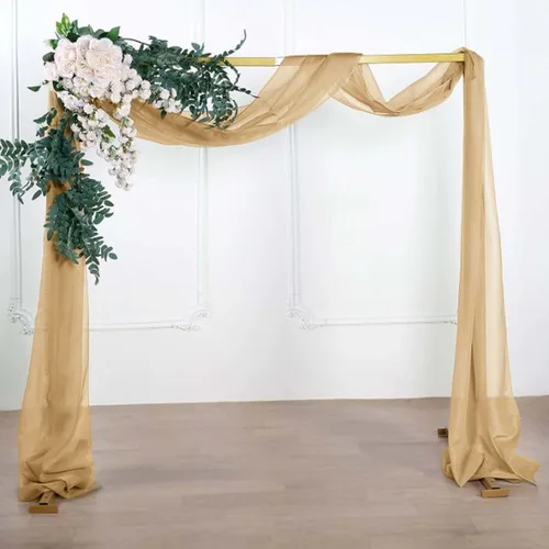 Efavormart - Paneles de cortina de organza transparente color champán de 18 pies, cenefa para ventana, arco de boda, tela drapeada para mesa