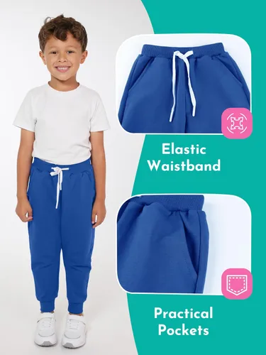 Miniatura 9 de Resinta Paquete de 3 pantalones deportivos de algodón para niños pequeños, pantalones deportivos con bolsillo, ropa de entrenamiento
