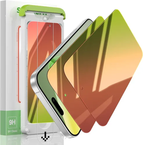 Miniatura 10 de Paquete de 2 protectores de pantalla de privacidad compatibles con iPhone 17 Pro Max, película de vidrio antiespía degradado rojo a verde, Colorido