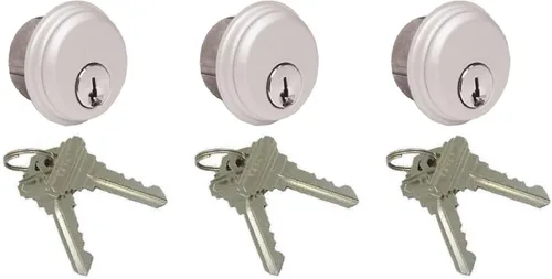 Miniatura 12 de Cerraduras de cilindro, cerradura de puerta comercial, estilo Adams Rite, resistente, 2 llaves (doble cilindro, aluminio plateado, paquete de 4)