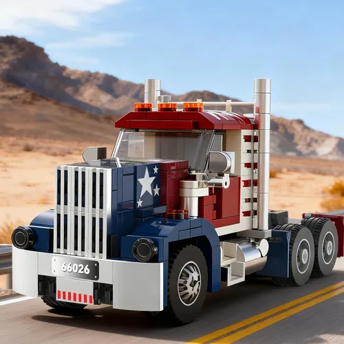 Miniatura 5 de Xbert American Semi Trucks - Juegos de construcción de camiones de tractores de gran plataforma, vehículos de transporte, juguetes de automóviles