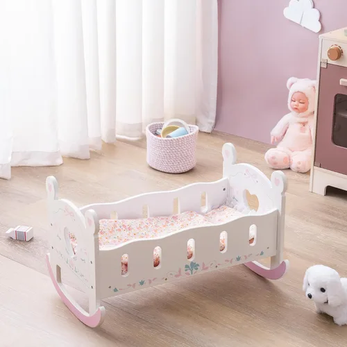 Miniatura 8 de ROBUD Cuna de Madera para Muñecas de Bebé, Juguetes de Cama para Muñecas de Bebé, para Muñecas de Hasta 18 Pulgadas, Accesorios para Muñecas