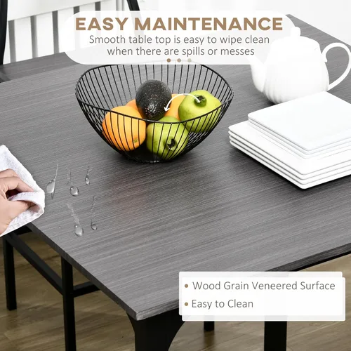 Miniatura 4 de HOMCOM Mesa de barra de altura de mostrador de 5 piezas con diseño que ahorra espacio, juego de mesa de cocina cuadrada y sillas con reposapiés