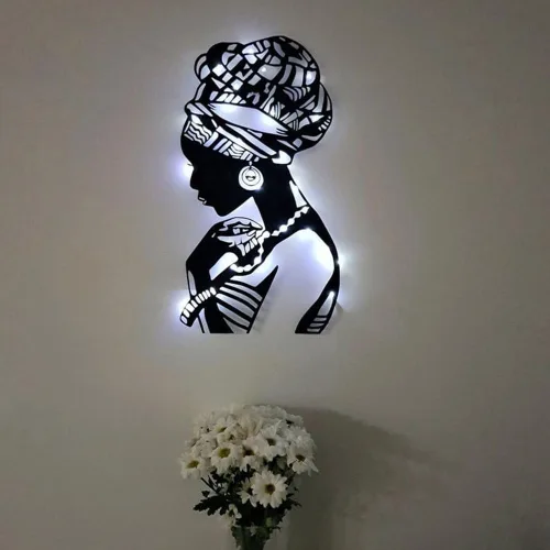 Arte de pared de metal africano, decoración de pared de metal para mujeres africanas, arte de pared de metal para mujeres negras, decoración de sala