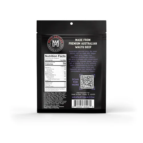 Miniatura 2 de Meat Artisan - Cecina de res estilo Wagyu australiano de Asia con BBQ - Snack alto en proteínas - Sin gluten, sin GMS - Gourmet natural premium 3oz