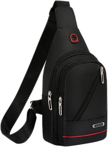 Amketima Bolso de hombro para hombres, bandolera en el pecho, bolsa cruzada con correa para viaje, con agujero para auriculares