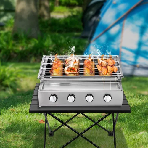 Miniatura 8 de Parrilla de gas de propano profesional de acero inoxidable para acampar al aire libre