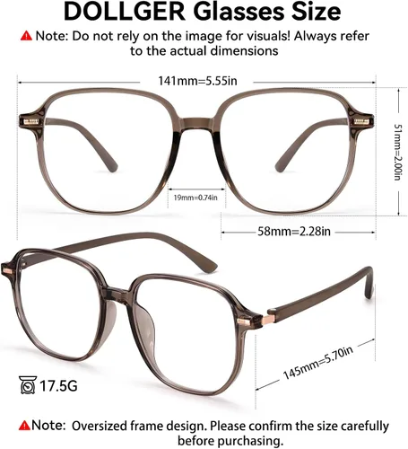 Miniatura 6 de Dollger Lentes de luz azul para mujer, de gran tamaño, cuadrado, bloqueo de luz azul, marcos grandes, pantalla de computadora, anteojos elegantes
