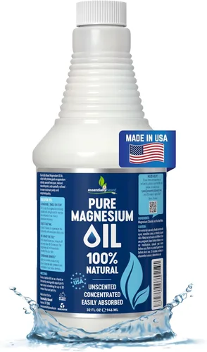 Espray de aceite de magnesio puro 32oz - Espray tópico de magnesio de fuerza extra para dormir - Menos picazón - Menos escozor - 100% aceite natural