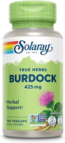SOLARAY Raíz de bardana 425 mg – Hígado saludable, riñón, digestión, circulación, articulaciones y piel – Actividad antioxidante – Sin OMG – 100