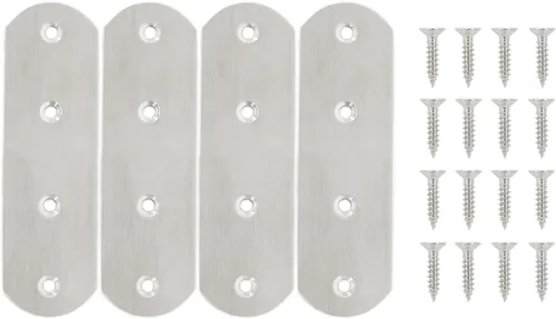 Miniatura 13 de 10 placas reparadoras resistentes, soporte plano de acero inoxidable, soporte recto, placas de fijación, conector de unión para muebles de madera