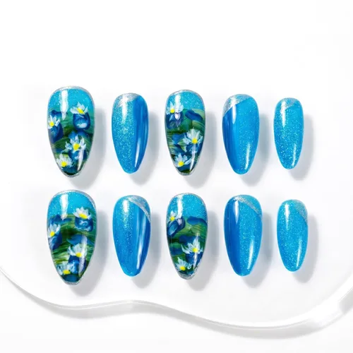 Miniatura 22 de Sun&Beam Nails Uñas a presión hechas a mano medianas con diseño de concha rosa metálica con acabado brillante, 10 piezas para uso diario y ocasiones