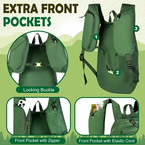 Mochila plegable ultraligera y delgada de 12 litros, pequeña mochila de senderismo plegable, bolsa de viaje, resistente al agua para hombres y