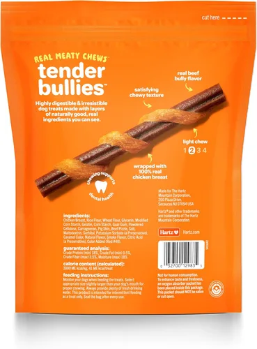 Miniatura 3 de Hartz Oinkies Tender Bullies con pechuga de pollo real y sabor a palito de carne real, altamente digerible y sin cuero crudo, 20