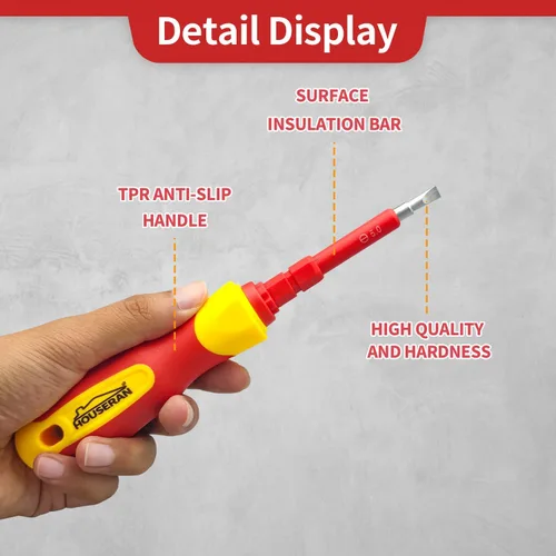 Miniatura 3 de Juego de 5 destornilladores aislados, kit de herramientas para electricista con funda, 1000 V, destornillador con cuchillas intercambiables