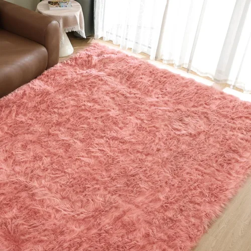 Miniatura 9 de Goolela Alfombra esponjosa de piel sintética de oveja sintética de 4 x 6 pies, color gris, para dormitorio, mesita de noche, alfombra suave de felpa