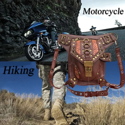 Miniatura 6 de Rebajas Cyber Monday Ofertas Venta Steampunk Riñonera Bolso para cintura Moda Gótico Hombro Bandolera Bandolera Muslo Pierna Capucha Bolsa de Viaje