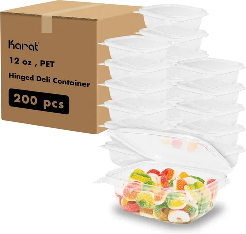Miniatura 12 de Karat Recipientes Deli Transparentes de Concha de Almeja de PET de 4 onzas - Resistentes a Fugas, Sellado Fácil para Frescura, Ideales