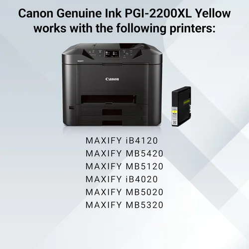 Miniatura 7 de Canon Ink Canon PGI-2200XL - Depósito de tinta amarillo auténtico, compatible con impresoras IB4120, MB5420, MB5120, IB4020, MB5020 y MB5320