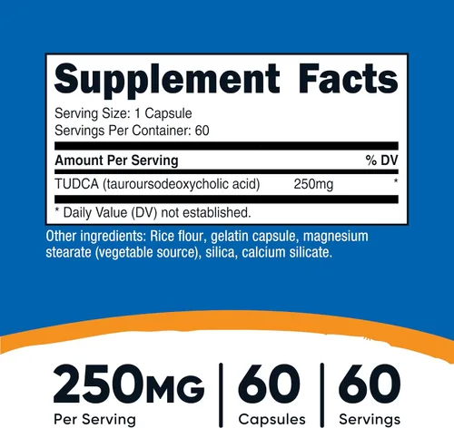 Miniatura 2 de Tudca 0.008 onzas; 60 cápsulas (àcido tauronesodeoxicólico) de Nutricost, 1 botella, 1
