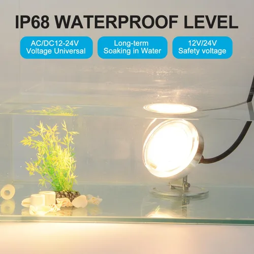 Miniatura 5 de Luz LED subacuática para estanque, aluminio resistente de 12 V, 3000 K, blanco cálido, IP68, impermeable, lámpara de paisaje para piscina, fuente