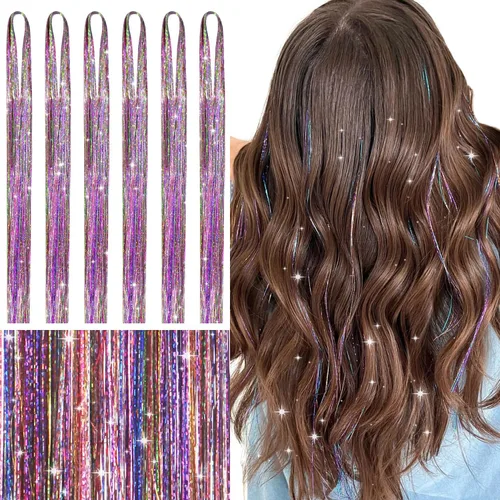 Miniatura 14 de Wennalife 12 piezas de extensiones de cabello azul con clip, extensiones de cabello con clip de colores para niños, pinzas de cabello arcoíris