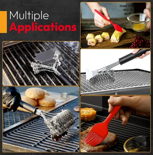 Miniatura 7 de Cepillo de parrilla sin cerdas para una limpieza segura, cepillo limpiador para rejillas de gas/porcelana/charbroil, herramienta de barbacoa