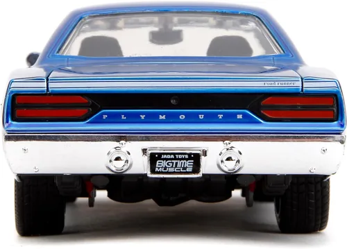 Miniatura 4 de Jada Big Time Muscle 1:24 1970 Plymouth Roadrunner - Auto fundido a presión, juguetes para niños y adultos (azul caramelo/blanco)